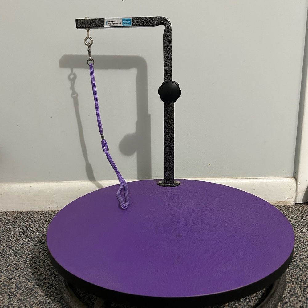 Purple Mini Dog Grooming Rotating Table and Andis Clippers
